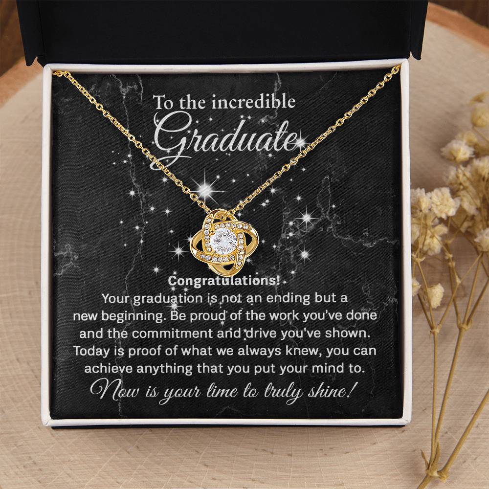 Daughter Graduation Milestone Gift You Can Achieve Anything Love Knot Pendant Necklace