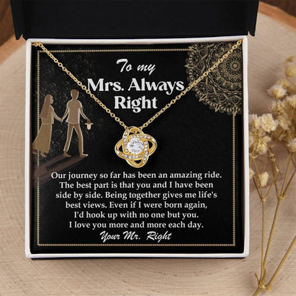 Wife Gift Always Right Love Knot Pendant Necklace