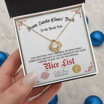 Nice List - North Pole - Love Knot Pendant Necklace