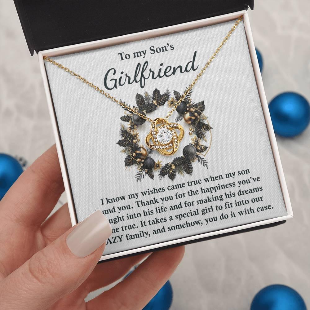 Gift for Son's Girlfriend - My Wishes Came True When He Found You - Love Knot Pendant Necklace