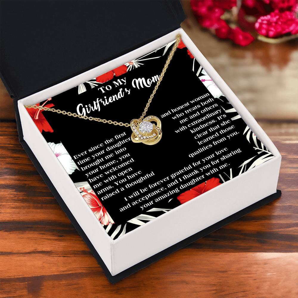 To My Girlfriend's Mom Thank You For Raising an Amazing Daughter Love Knot Pendant Necklace