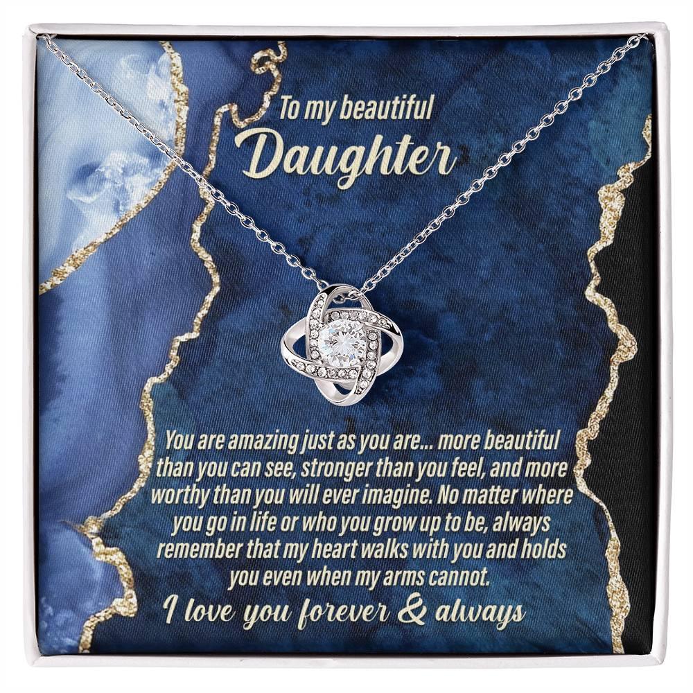 Daughter Wedding Day Gift - As You Are - Love Knot Pendant Necklace