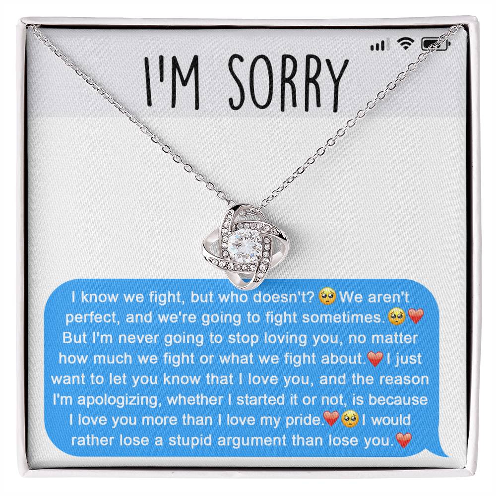 Apology Gift for Girlfriend, Wife, Soulmate - Sorry, Stupid Argument - Love Knot Pendant Necklace