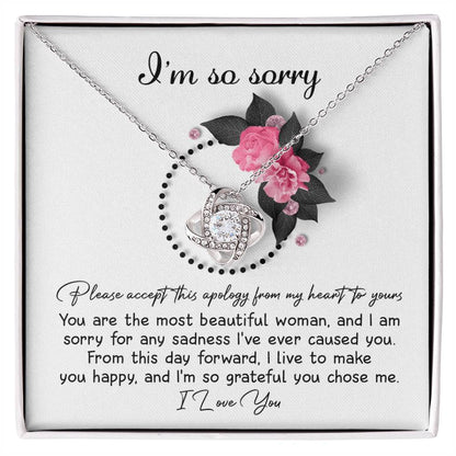 Apology Gift for Girlfriend, Wife, Soulmate - Sorry, Make You Happy - Love Knot Pendant Necklace