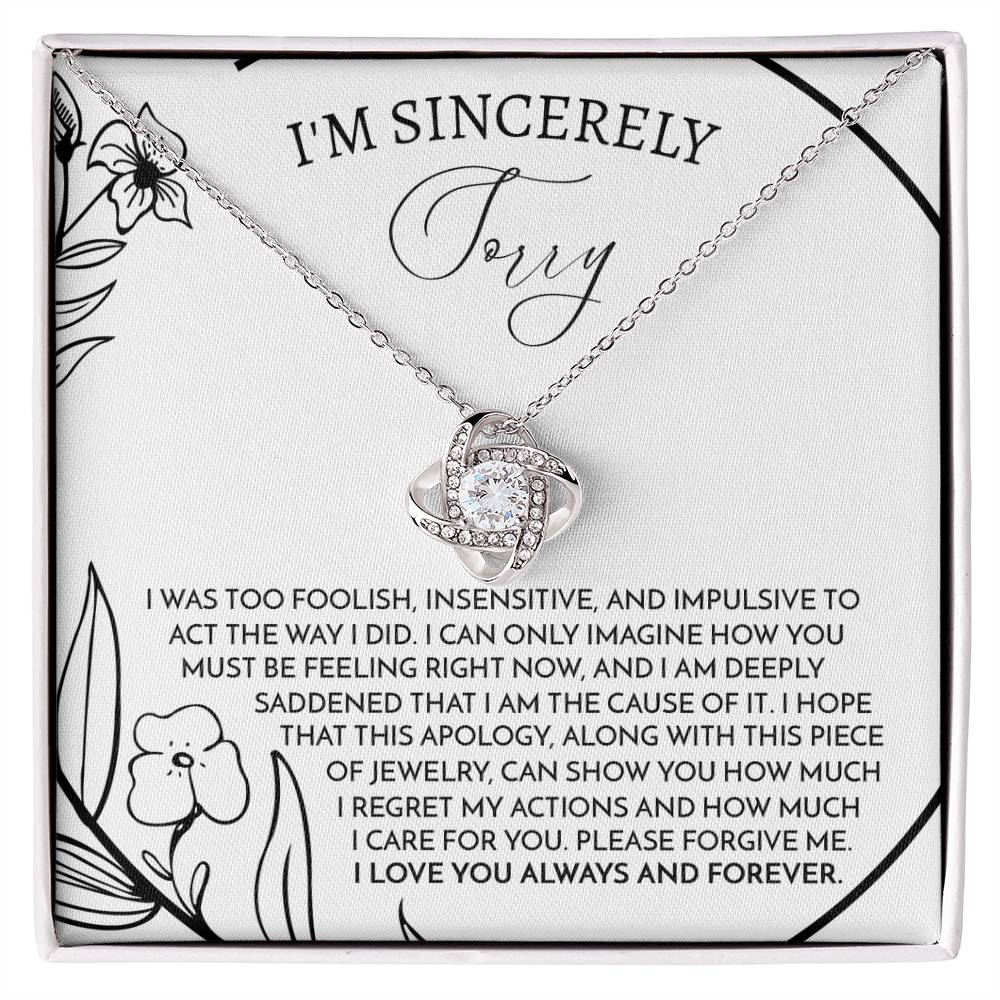 Apology Gift for Girlfriend, Wife, Soulmate -Sorry, Care For You - Love Knot Pendant Necklace