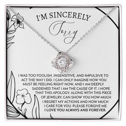 Apology Gift for Girlfriend, Wife, Soulmate -Sorry, Care For You - Love Knot Pendant Necklace