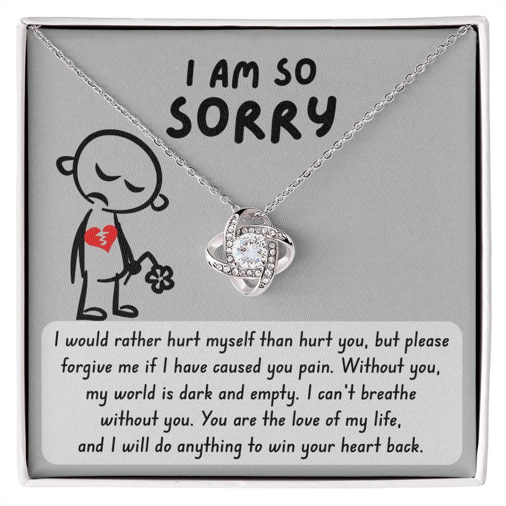 Apology Gift for Girlfriend, Wife, Soulmate - Sorry, Dark And Empty - Love Knot Pendant Necklace