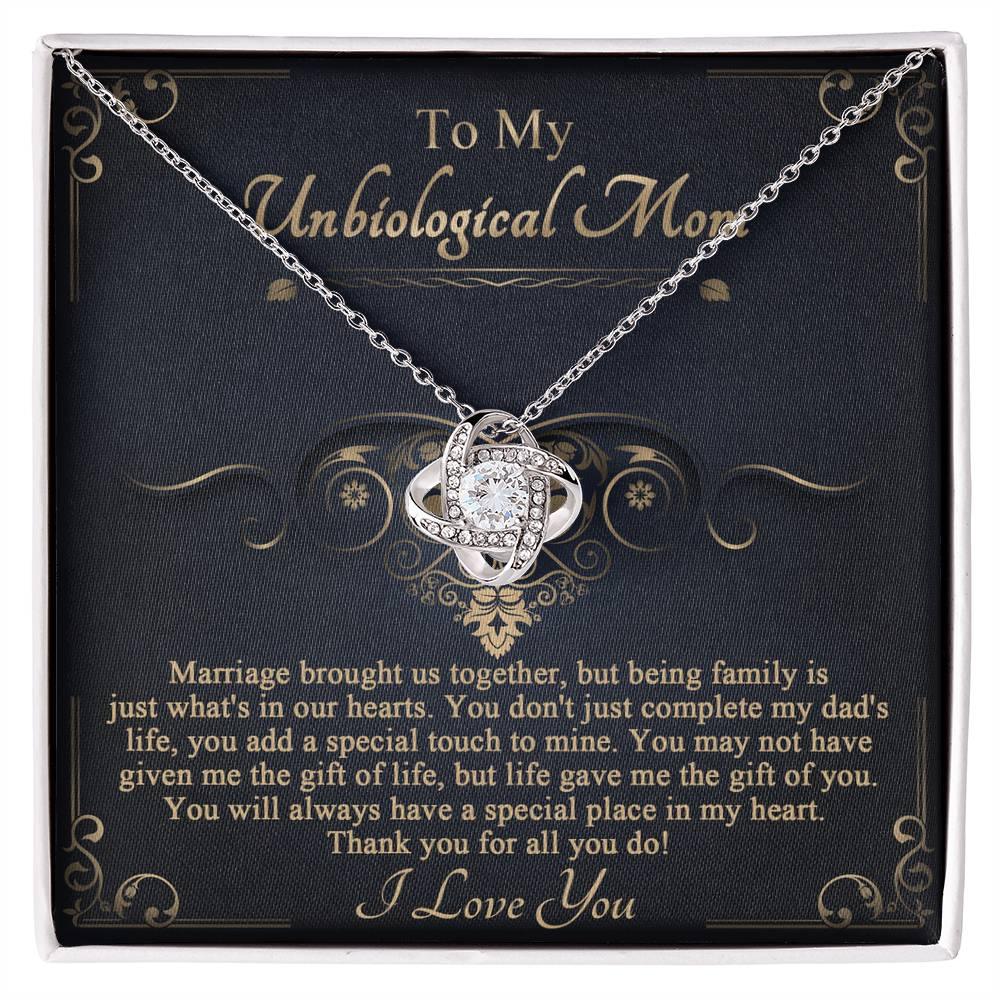 Gift for Unbiological Mother You Complete my Dad's Life Love Knot Pendant Necklace