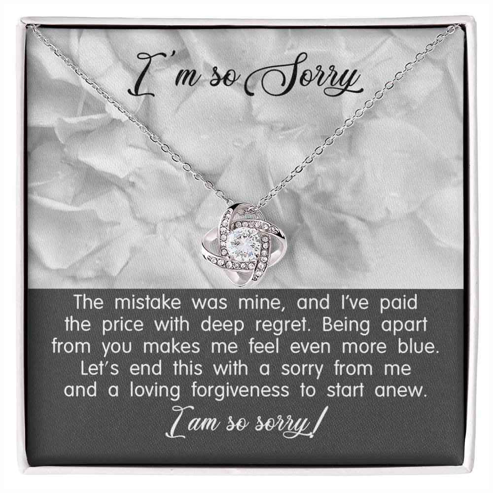 Apology Gift for Girlfriend, Wife, Soulmate - Sorry, With Deep Regret - Love Knot Pendant Necklace