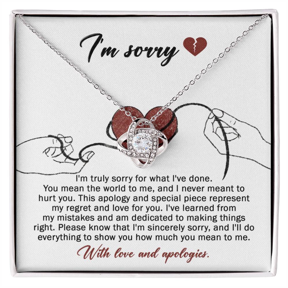 Apology Gift for Girlfriend, Wife, Soulmate - Sorry, Mean The World - Love Knot Pendant Necklace