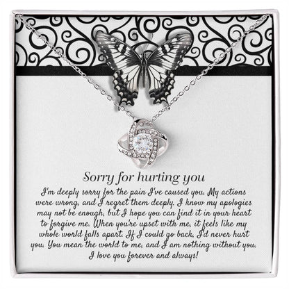 Apology Gift - Sorry for Hurting You - I am Nothing Without You - Love Knot Pendant Necklace