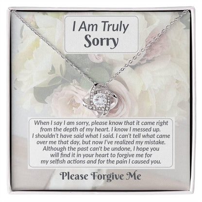 Apology Gift for Girlfriend, Wife, Soulmate - Sorry, What I Said - Love Knot Pendant Necklace