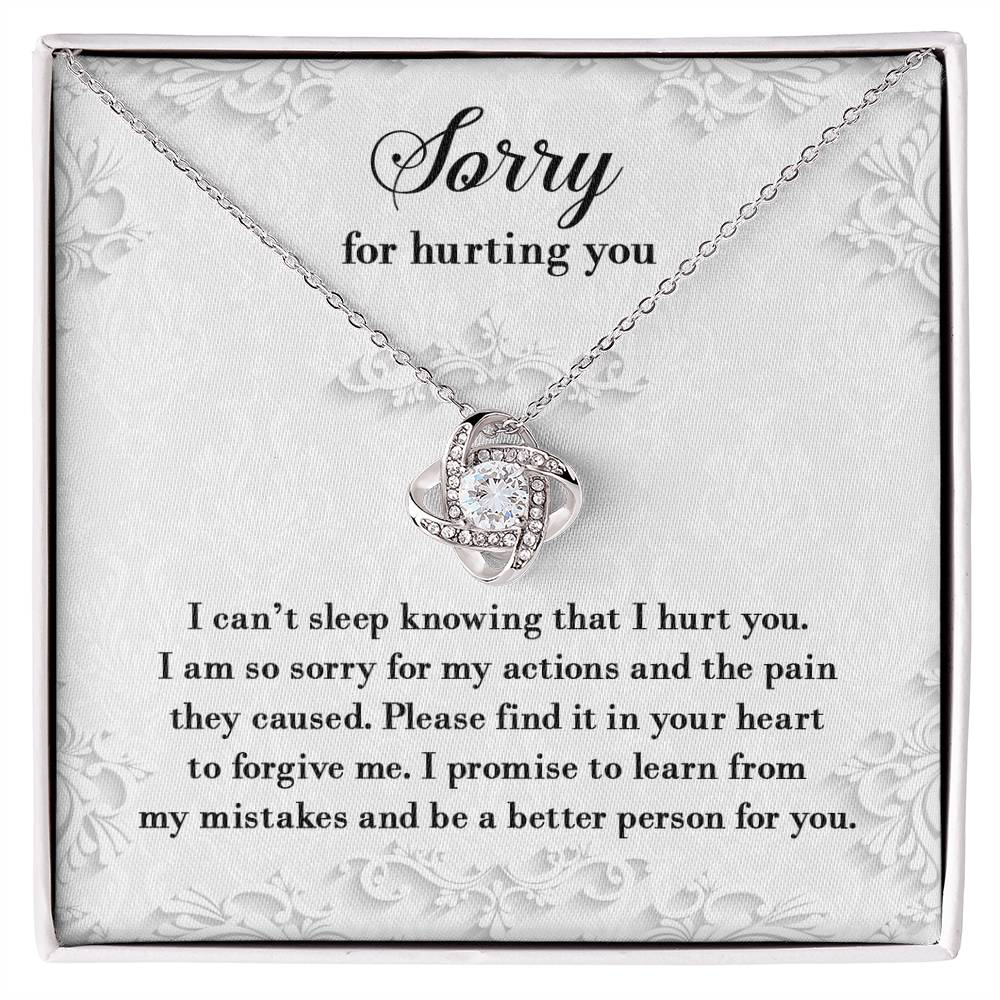 Apology Gift for Girlfriend, Wife, Soulmate - Sorry, Can’t Sleep - Love Knot Pendant Necklace