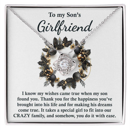 Gift for Son's Girlfriend - My Wishes Came True When He Found You - Love Knot Pendant Necklace