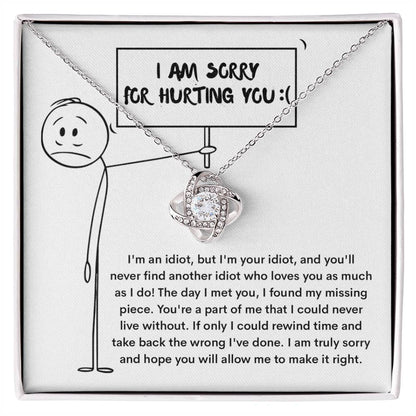 Apology Gift for Girlfriend, Wife, Soulmate - Sorry, Missing Piece - Love Knot Pendant Necklace