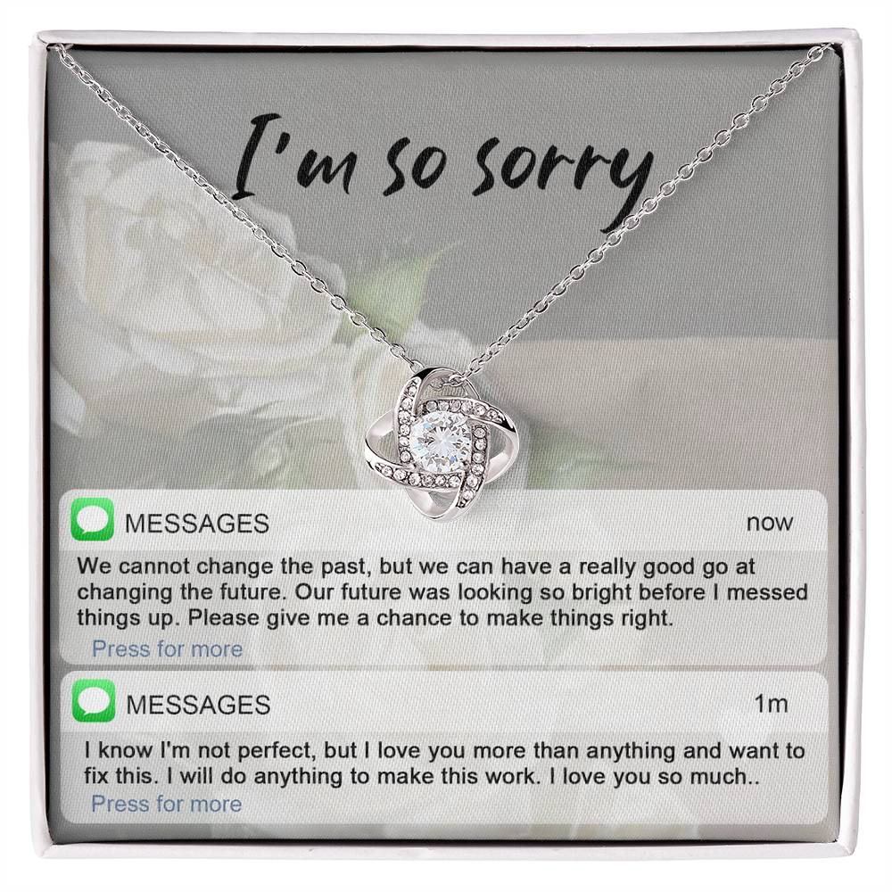 Gift for Girlfriend, Wife - Sorry, I'm Not Perfect - Love Knot Pendant Necklace