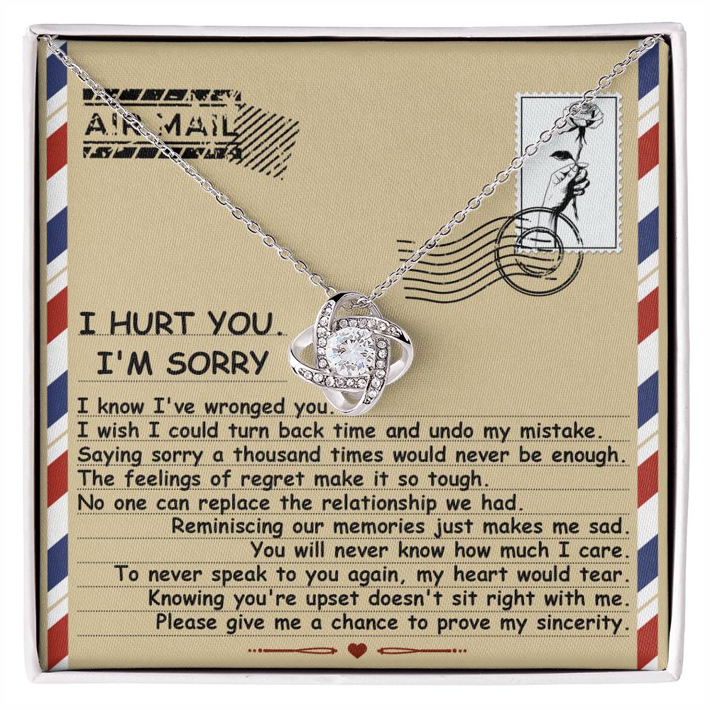 Apology Gift for Girlfriend, Wife, Soulmate - Sorry, Makes Me Sad - Love Knot Pendant Necklace