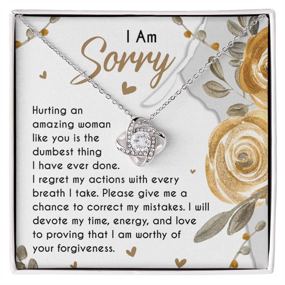 Apology Gift for Girlfriend, Wife, Soulmate - Sorry, Amazing Woman - Love Knot Pendant Necklace