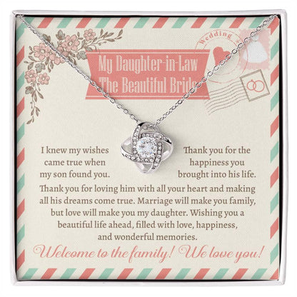 Daughter-In-Law Wedding Day Gift Welcome to the Family Love Knot Pendant Necklace