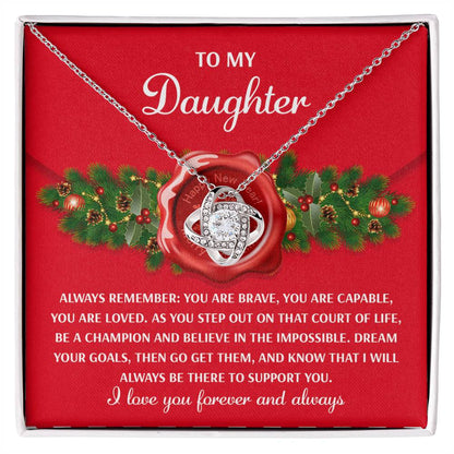 Gift for Daughter - Be A Champion - Love Knot Pendant Necklace