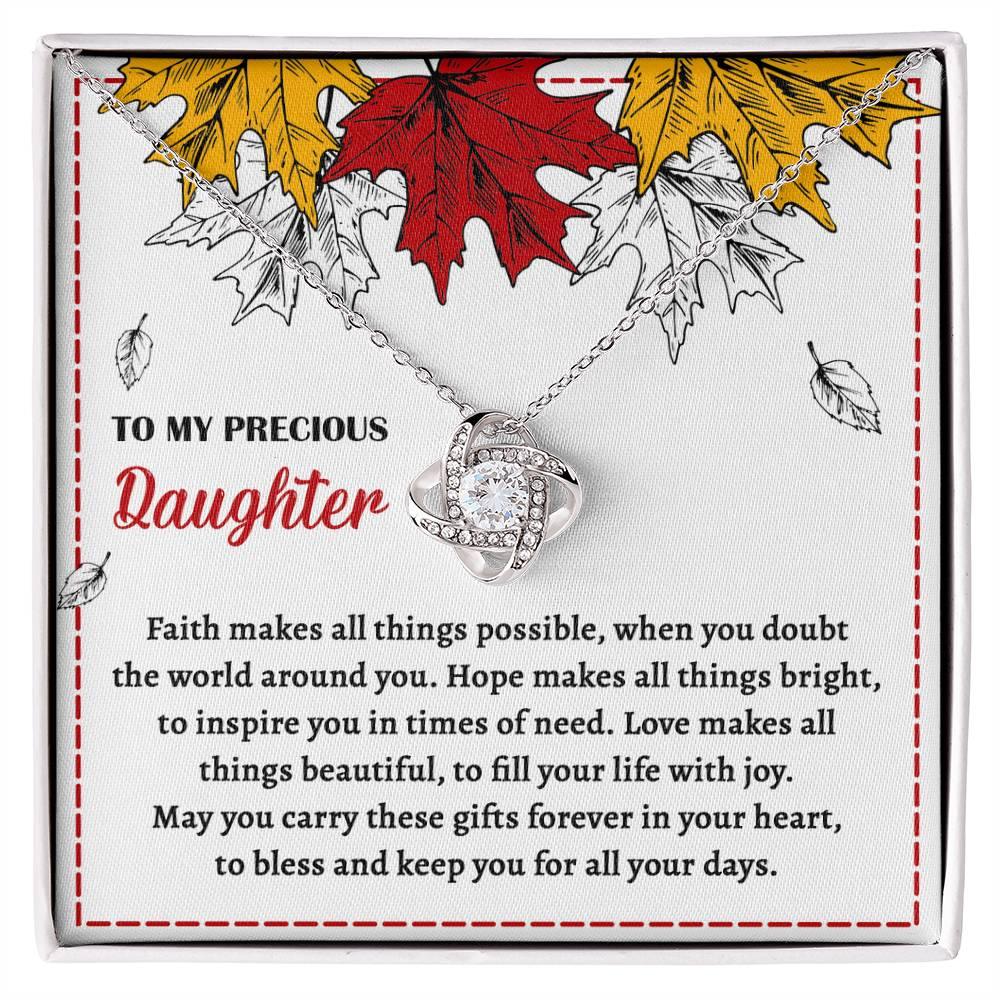 Daughter - Fill Your Life - Love Knot Pendant Necklace