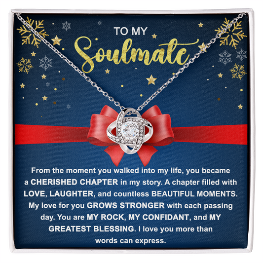 To My Soulmate - My Rock, My Confidant, My Greatest Blessing - Love Knot Pendant Necklace