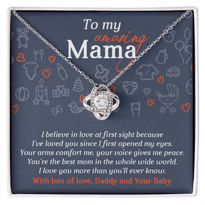 Mom To Be-At First Sight To My Mom - Love Knot Necklace