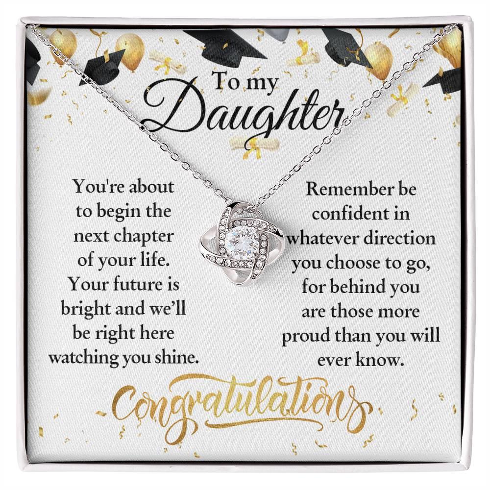 Daughter Congratulations on Your Graduation Your Future is Bright Love Knot Pendant Necklace