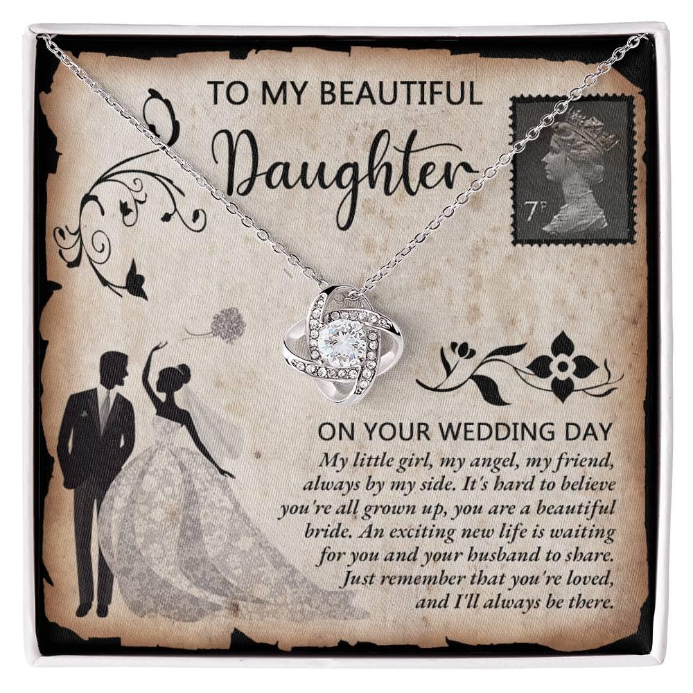 Daughter Wedding Day Gift Beautiful Bride Love Knot Pendant Necklace