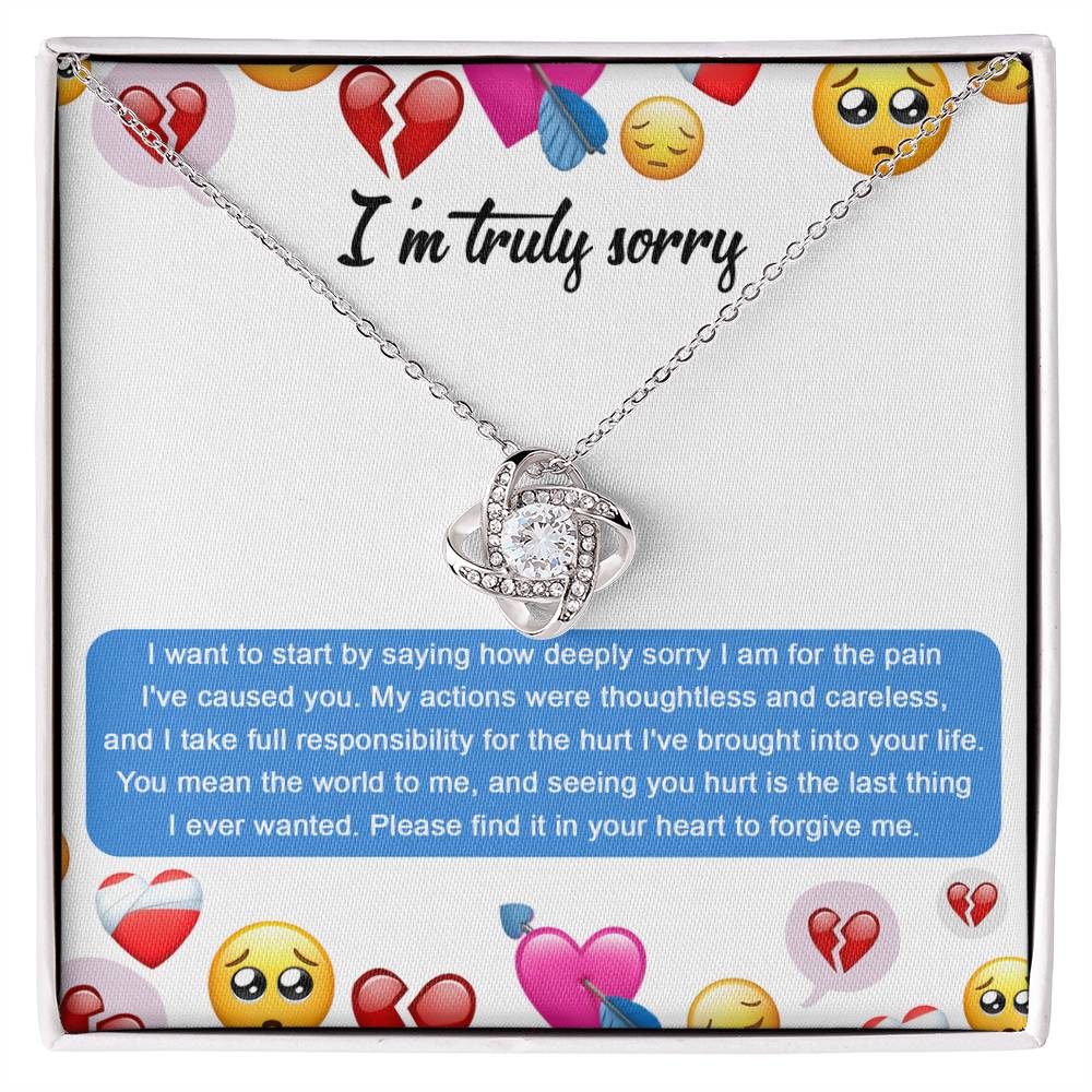 Apology Gift for Girlfriend, Wife, Soulmate - Sorry, How Deeply Sorry - Love Knot Pendant Necklace