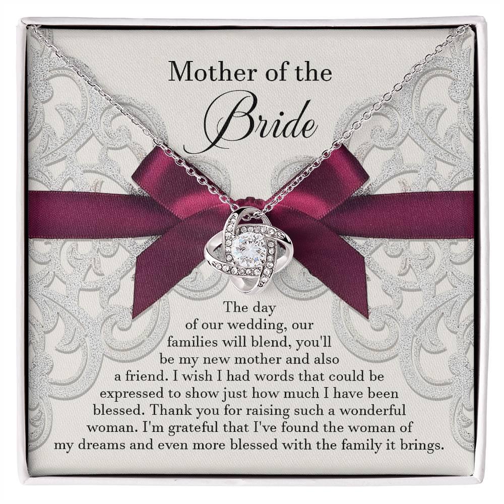 Mother of the Bride Wedding Day Gift - Our Families Will Blend - Love Knot Pendant Necklace