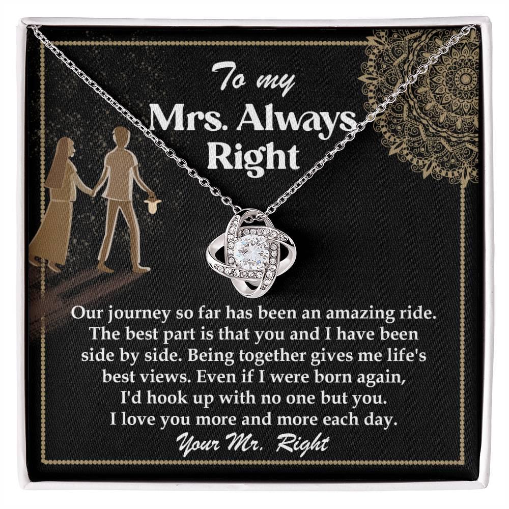 Wife Gift Always Right Love Knot Pendant Necklace