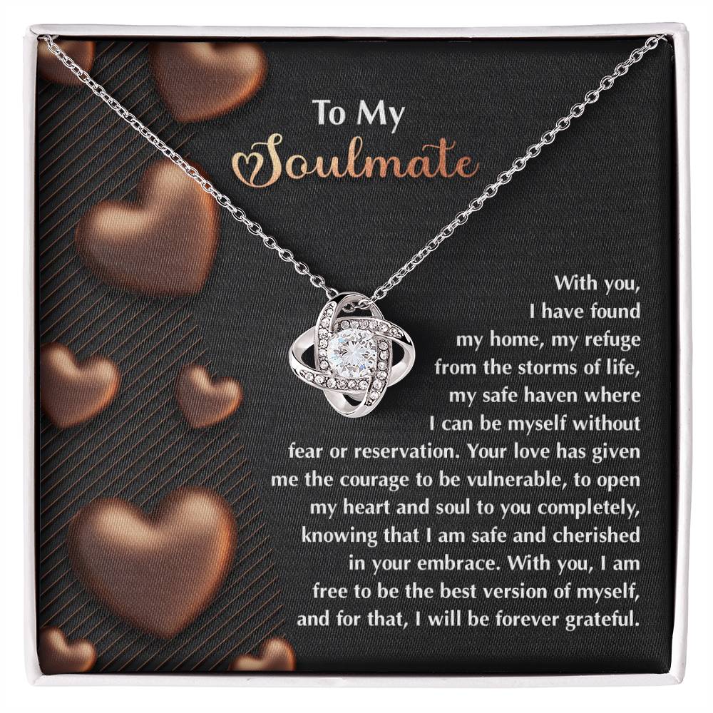 To My Soulmate - Love Knot Necklace – A Heartfelt Valentine’s Day Gift for Your Safe Haven and Forever Love