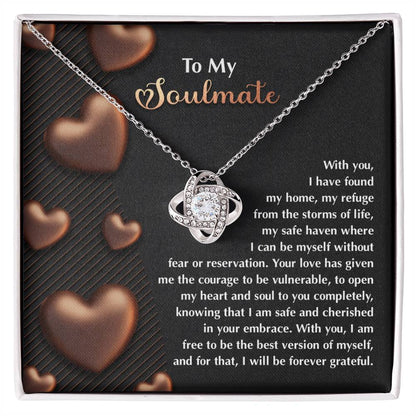 To My Soulmate - Love Knot Necklace – A Heartfelt Valentine’s Day Gift for Your Safe Haven and Forever Love