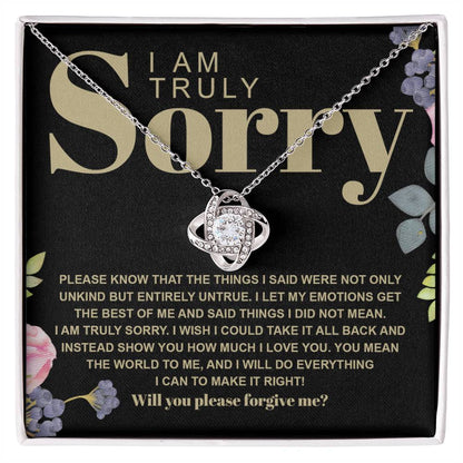 Apology Gift for Girlfriend, Wife, Soulmate - Sorry, Best Of Me - Love Knot Pendant Necklace