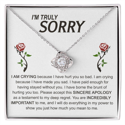 Apology Gift for Girlfriend, Wife, Soulmate - Sorry, Made You Sad - Love Knot Pendant Necklace