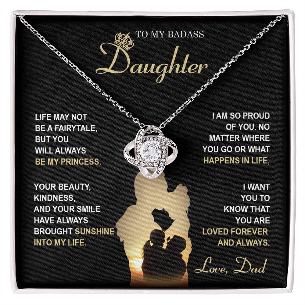 Daughter Wedding Day Gift - Be My Princess - Love Knot Pendant Necklace