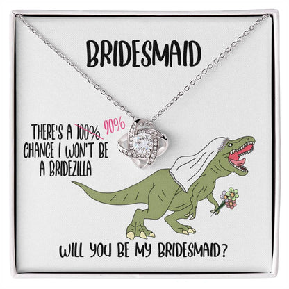 Bridesmaid Invitation Proposal Gift - Will You Be My Bridesmaid Love Knot Pendant Necklace Gift from Bridezilla