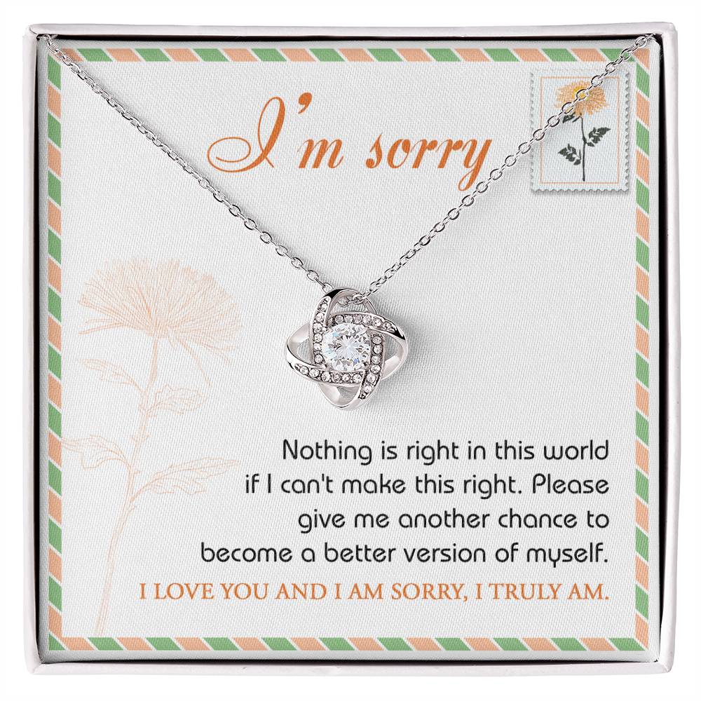 Gift for Girlfriend, Wife-Sorry, Another Chance-Love Knot Pendant Necklace