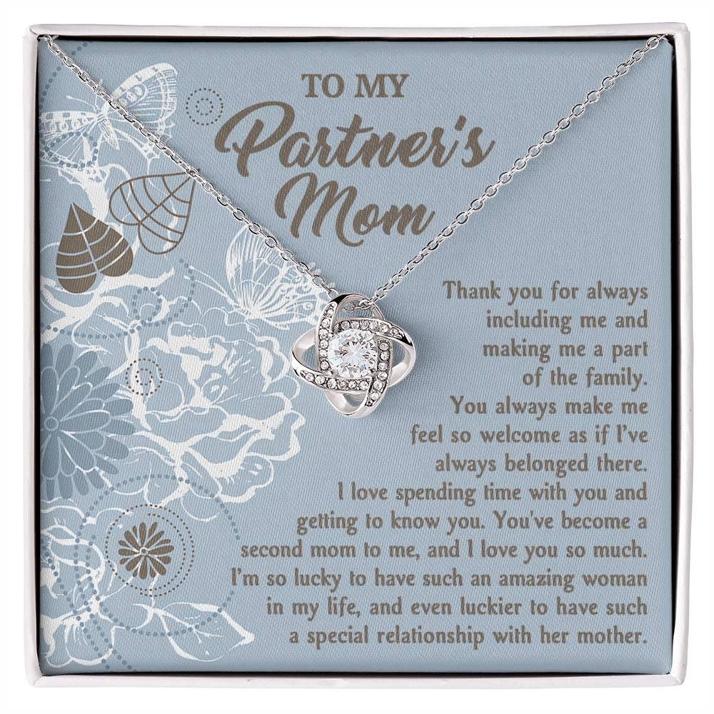 To My Partner's Mom You Make Me Feel Welcomed Love Knot Pendant Necklace