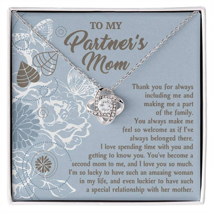 To My Partner's Mom You Make Me Feel Welcomed Love Knot Pendant Necklace