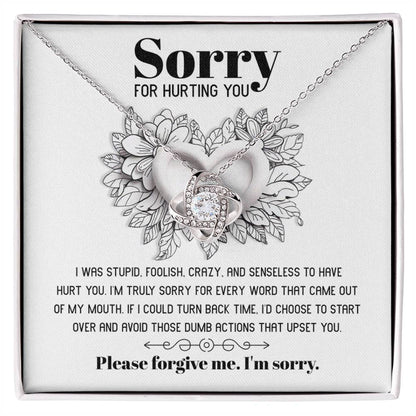 Apology Gift for Girlfriend, Wife, Soulmate-Sorry, Turn Back Time - Love Knot Pendant Necklace