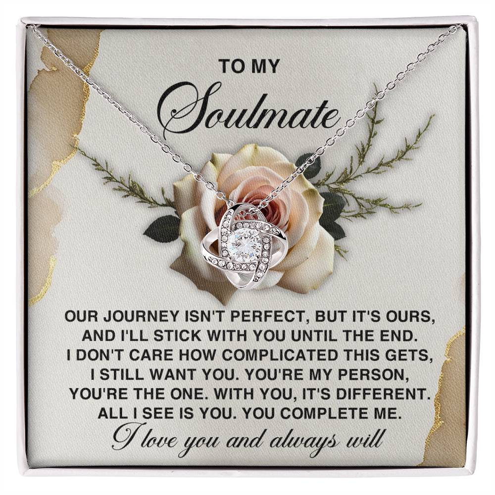 Gift for Soulmate - You Complete Me - Love Knot Pendant Necklace