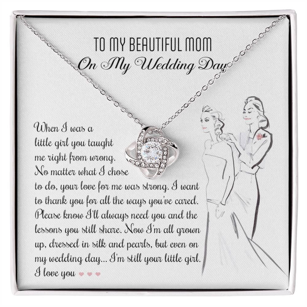 Gift for Mom Wedding Day Gift Always Your Little Girl Love Knot Pendant Necklace