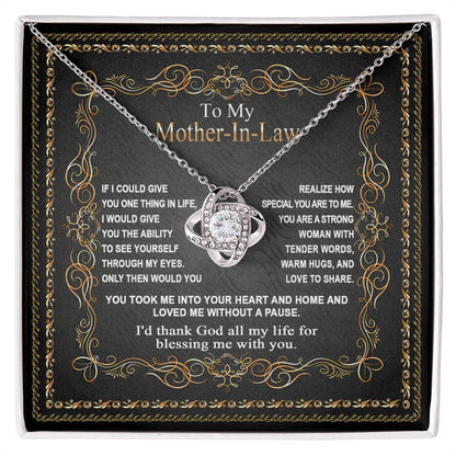 Mother-in-Law Gift You Took Me Into Your Heart and Home Love Knot Pendant Necklace