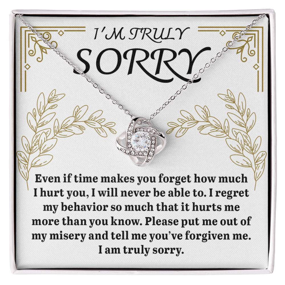 Apology Gift for Girlfriend, Wife, Soulmate - Sorry, It Hurts Me - Love Knot Pendant Necklace