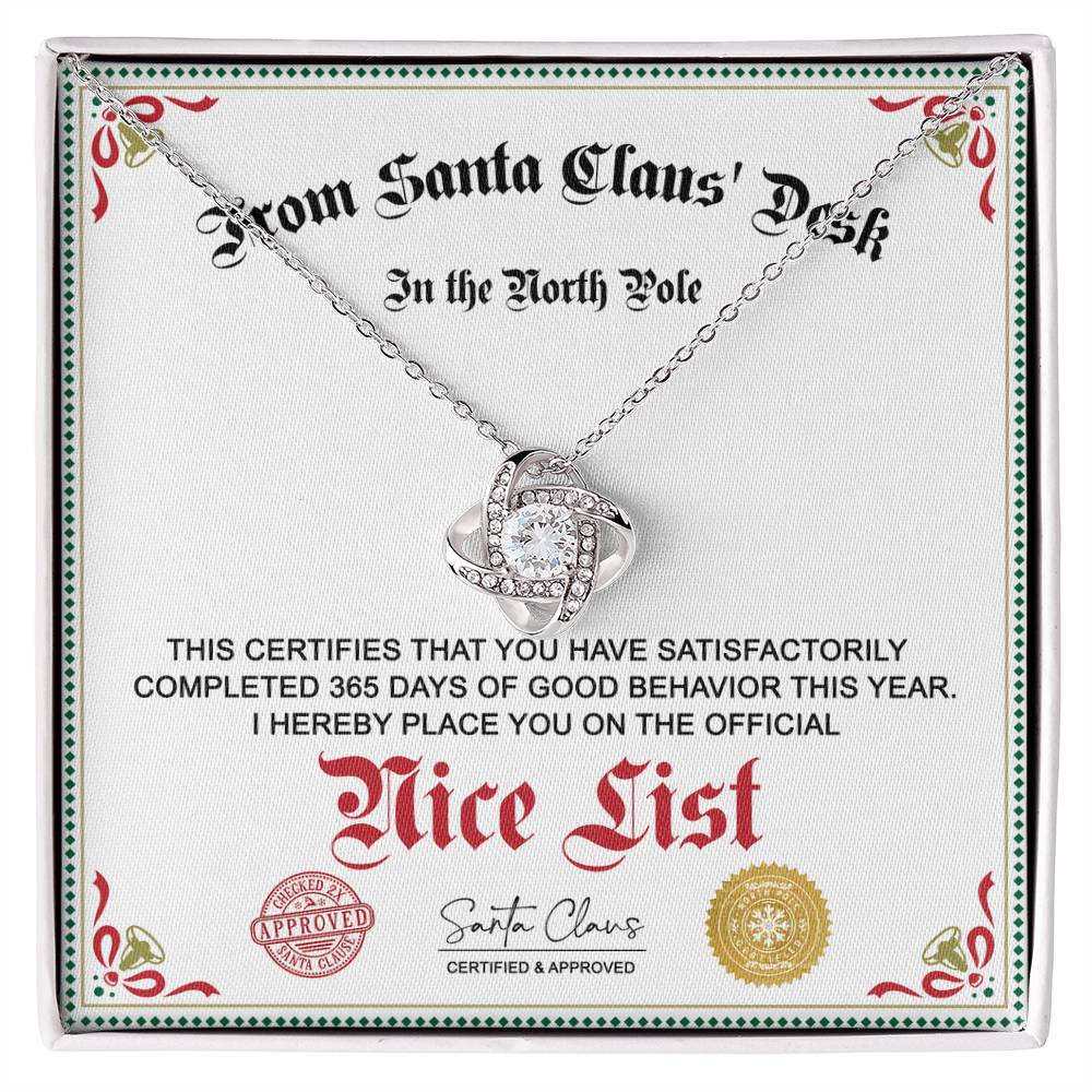 Nice List - North Pole - Love Knot Pendant Necklace