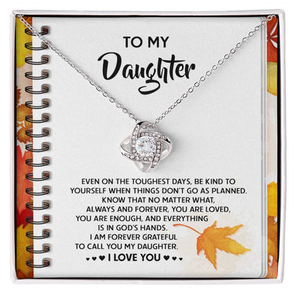 Daughter - In God's Hands - Love Knot Pendant Necklace