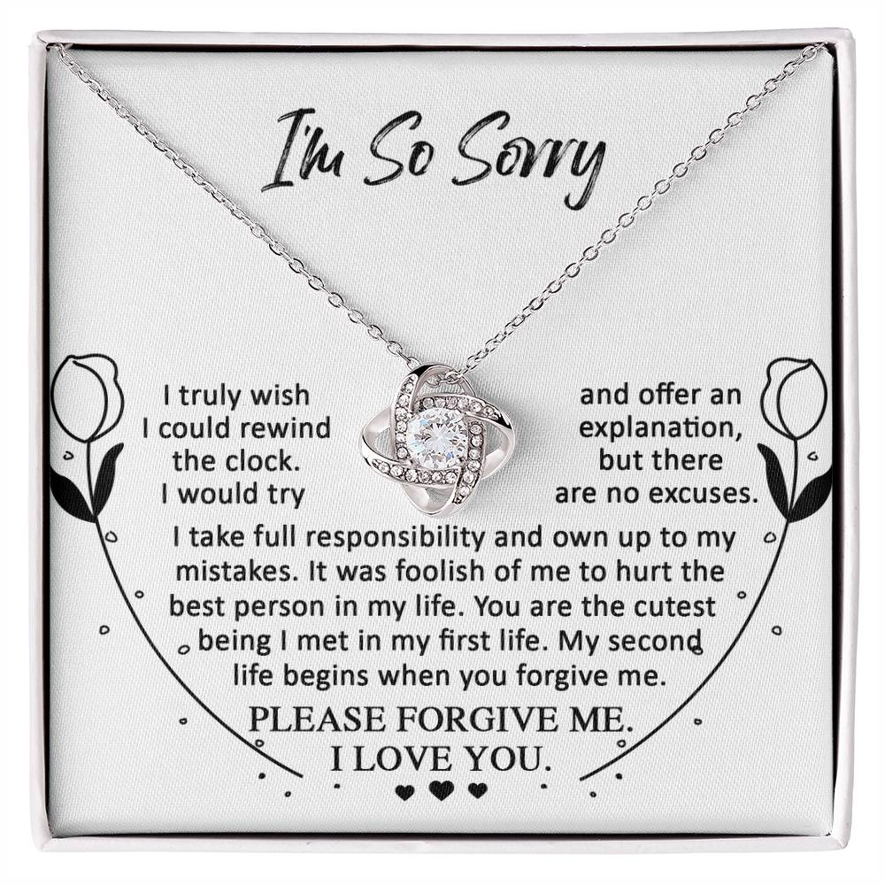 Apology Gift for Girlfriend, Wife, Soulmate - Sorry, My First Life - Love Knot Pendant Necklace