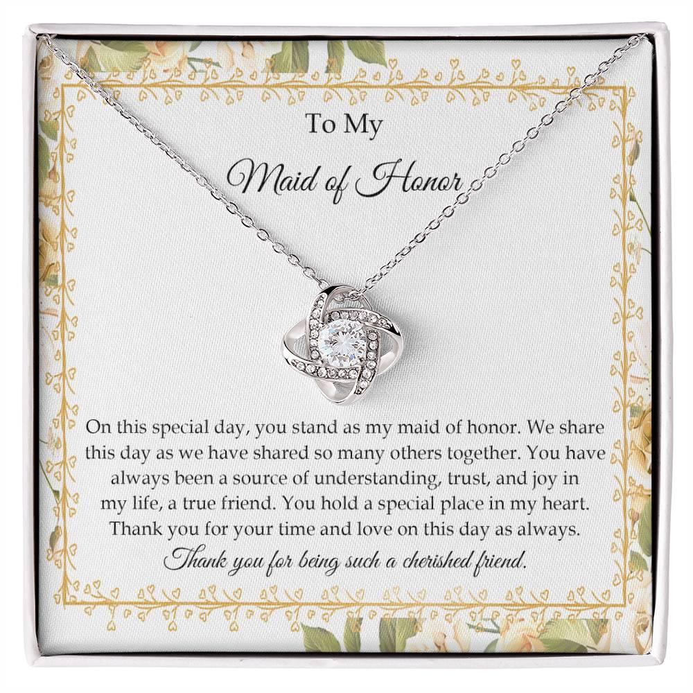 Maid of Honor Wedding Day Gift - Share This Day - Love Knot Pendant Necklace